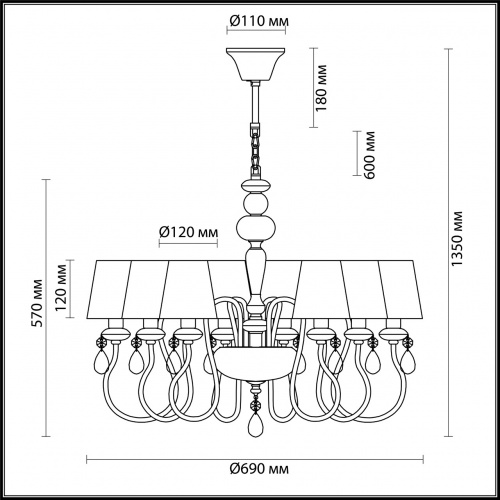 Подвесная люстра Odeon Light Meki 4723/8 купить по низкой цене